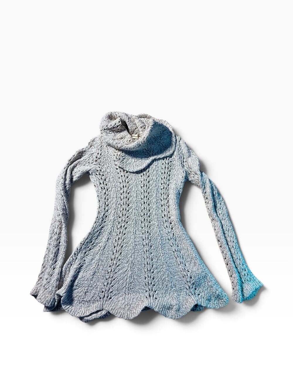 Yellow Bird Anthropologie Sweater Women XS Gray Metallic Cowl Neck Flare Knit